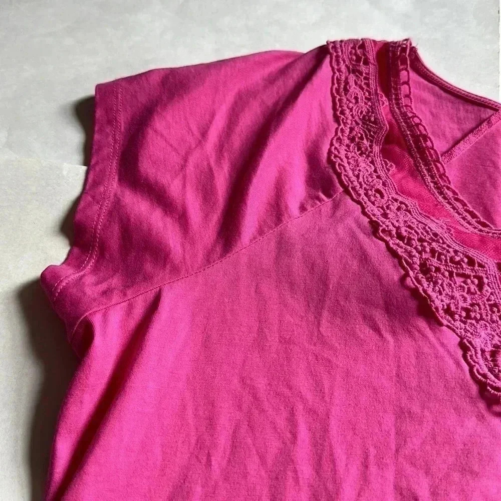 Lauren Ralph Lauren pink embroidered shirt sleeve top size XL NWT - Picture 3 of 5